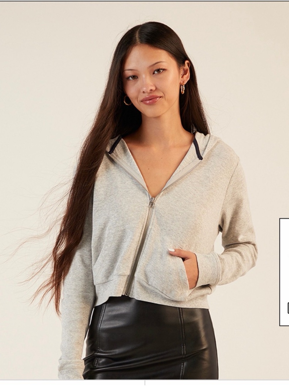 NWOT Pacsun Full Zip Waffle Hoodie - M - Heather Gray